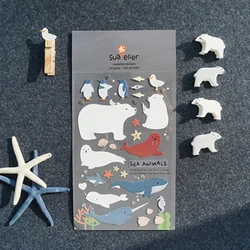 Korean Import Brand Suatelier Kawaii Sea Animals Stickers Scrapbooking Diy  Diary Stationery Sticker Art Supplies