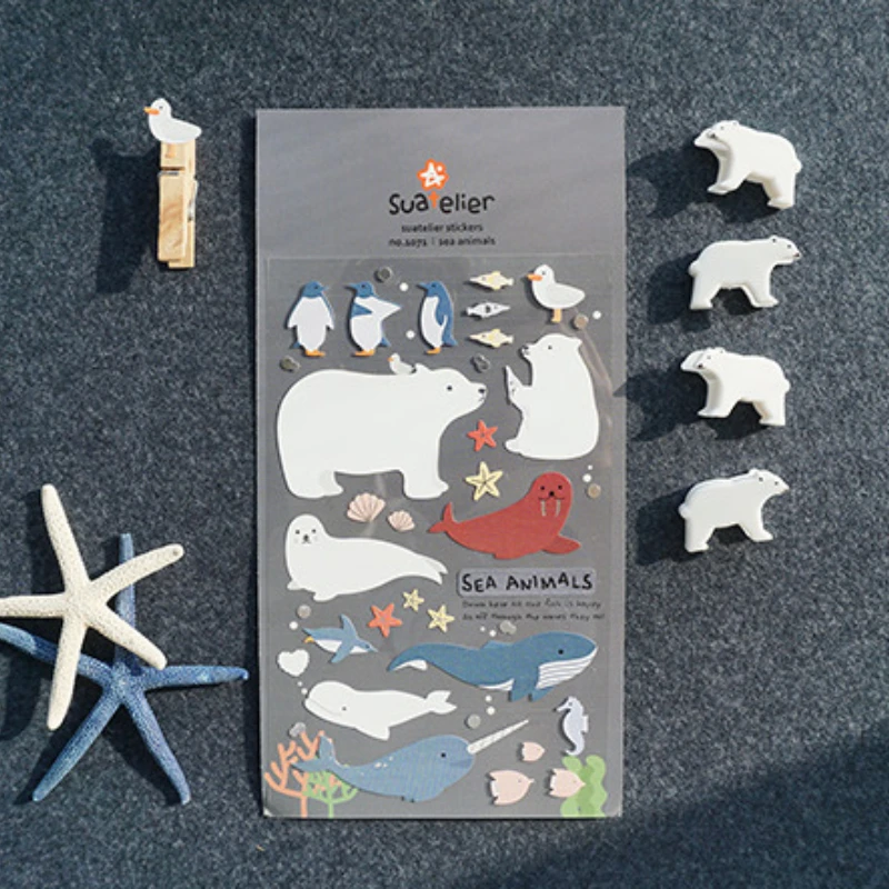 Korean Import Suatelier Kawaii Sea Animals Seal Stickers Scrapbooking Diy Diary Stationery Sticker Art School Supplies