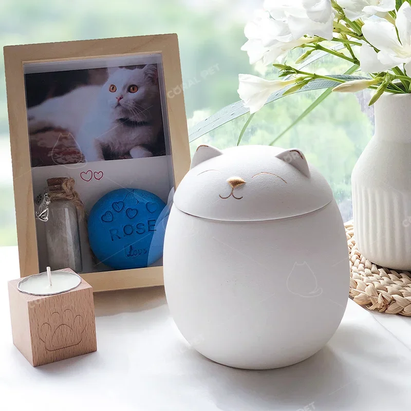 150ml 500ml ceramic cat urn ready to ship mini cremation urn for pet cremation ashes urna ceramic urn pet cat paw design