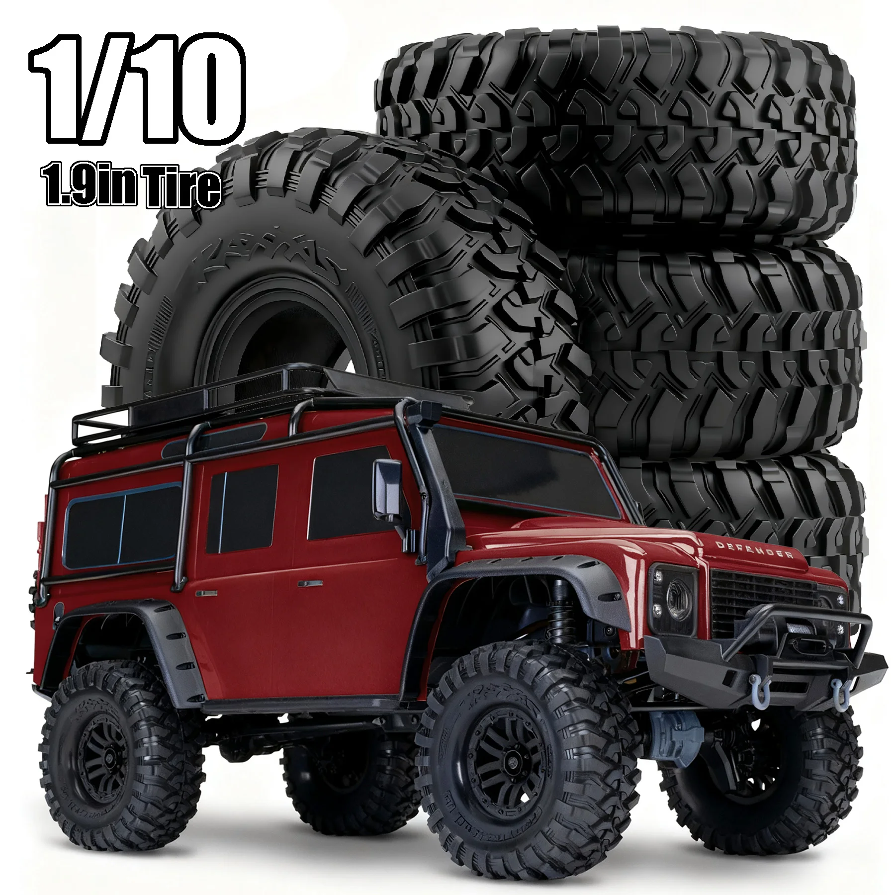 4pcs 1.9 Inch  Rubber Tyre 1.9 Wheel Tires for 1/10 RC Crawler Trx4 Trx6 Axial Scx10 Axi03007 90046