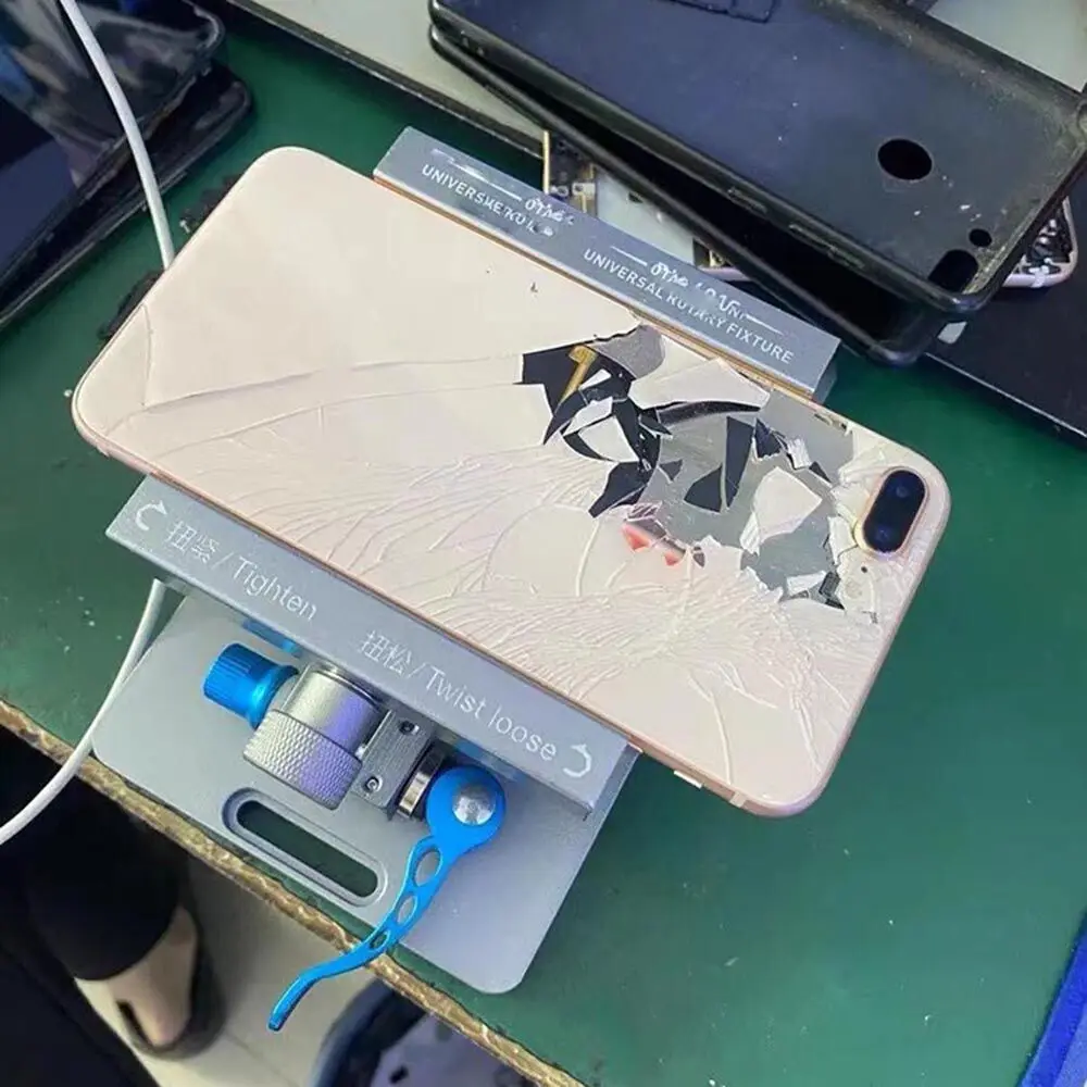 Dispositivo di supporto girevole universale per iPhone X 11 12 Pro Max rotto posteriore alloggiamento di vetro posteriore strumento di riparazione della batteria della scheda madre