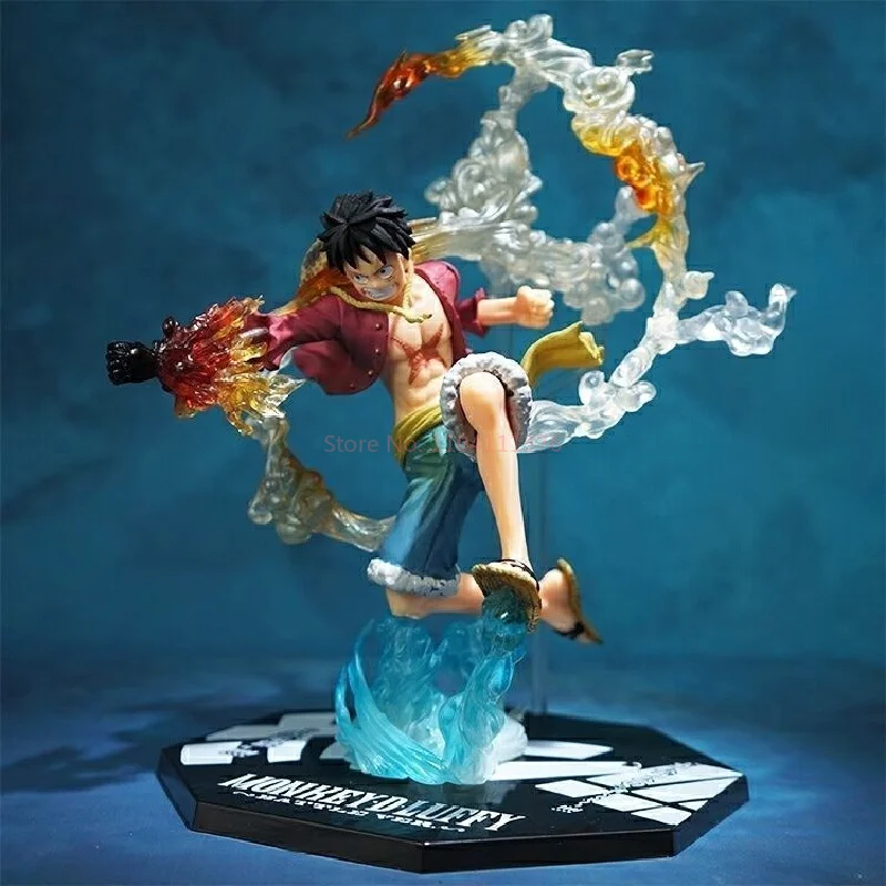 Pirate King Ruffy Ace Fire Fist Battle Actionfigur Modell Anime Desktop Ornament Sammlerspielzeug Geschenk für Männer Junge Fans präsentiert