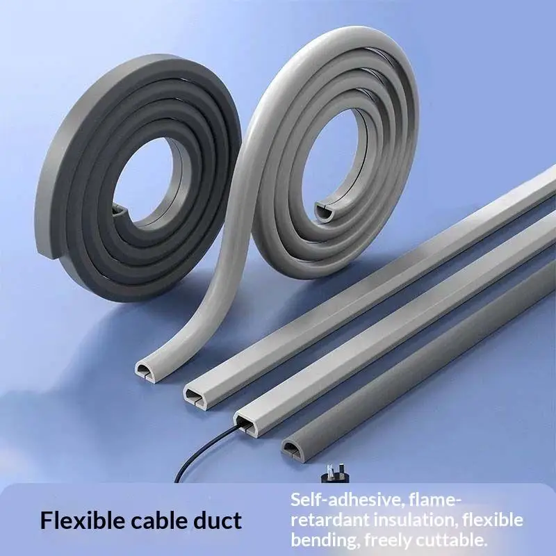 2026 NEW PVC Cable Trunking Self Adhesive Backing Durable Wire Concealer Home Office Wall Cord Management Channel Organizer