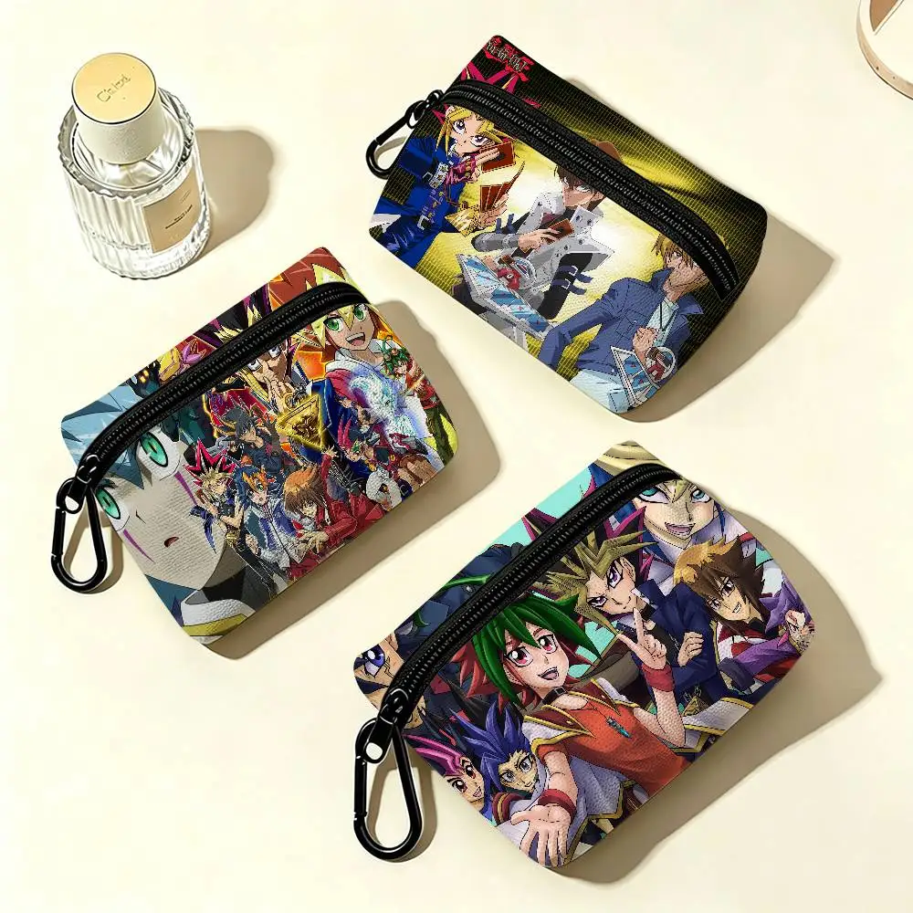 Yu-Gi-Oh Anime Oxford Cloth Zipper Wallet Multifunctional Hanging Coin Bag For Credit Cards Keys Coins Earbuds
