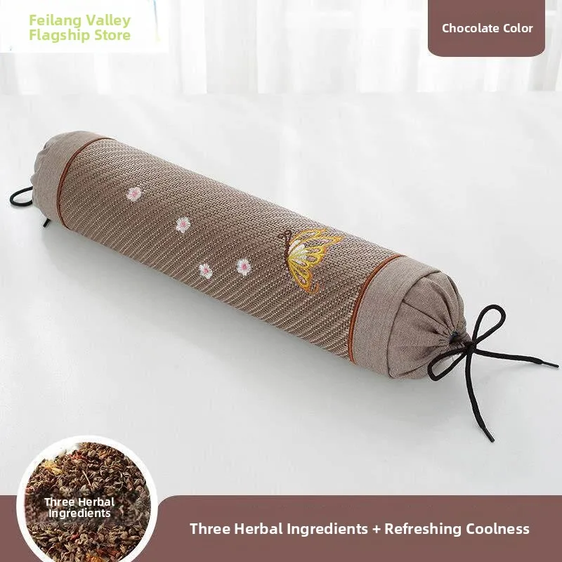 eucalyptus-pillow-cylindrical-sleeping-aid-for-men-with-cover-home-use-adult-full-head-support-office-hard-3d-cut-jasmine-filled