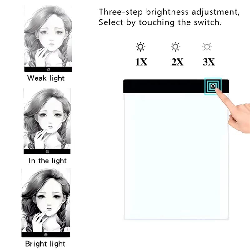 Solid A4 Children Drawing Board 3 Level Adjustable Brightness Light Notebook LED Drawing Copying Table