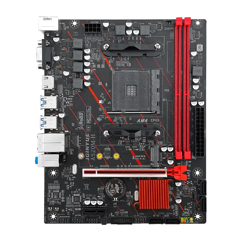 JGINYUE A520M Motherboard Kit AMD Ryzen R5 5500 Set DDR4 32GB 3200MHz Support M.2 NVME Dual Channel DDR4 M2 NVME