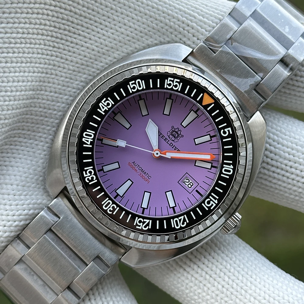 

STEELDIVE SD1983 фиолетовый циферблат 1000 м водонепроницаемые 49 мм большой размер NH35 автоматические керамические безели с сапфировым стеклом часы для дайвинга для мужчин