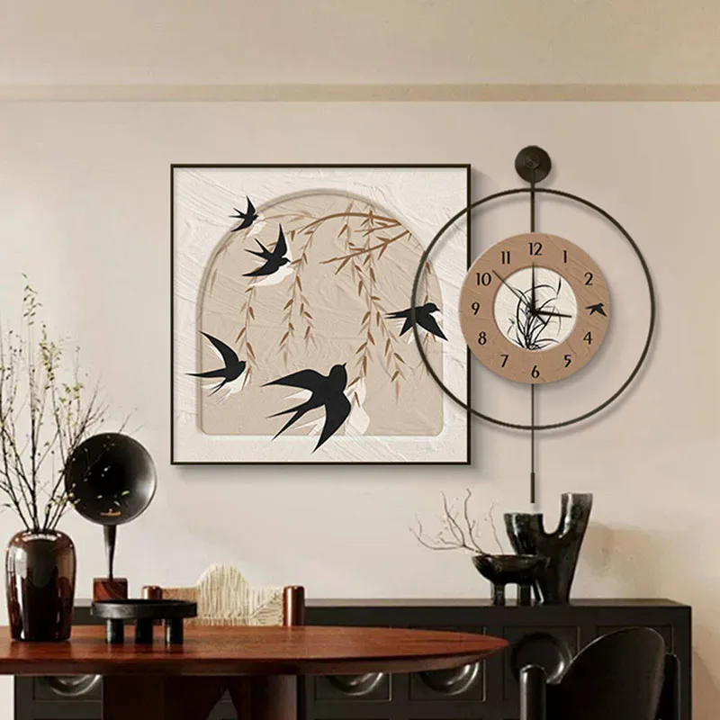 Fashion Simple Clock Wall Art Mural Interior Aesthetic Luxury Design Wall Watch Bedrooms Vintage Reloj Pared Home Decoration