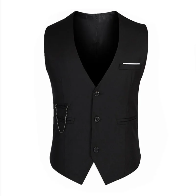 Formal Groom Wedding Suit Vests Male Coat Sleevels Slim Business Suit Waistcoat Solid color  Vests Jacket Men fashion Tops