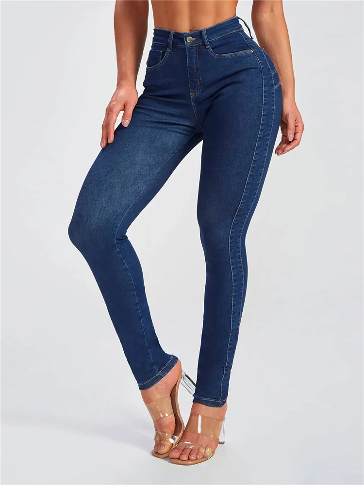 Women High Waist Stretch Skinny Hips Wrap Jeans Lady Slim Fit Classic Narrow Leg Denim Pencil Pants Y2k High Street Trousers