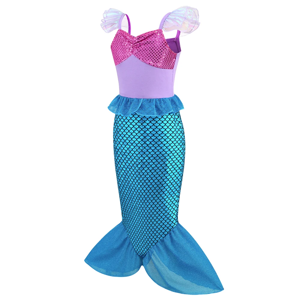 Mermaid Ariel Princess Dresses for Girls Kids Costume Carnival Easter Party Halloween Cosplay Mermaid Dress-up Costumes 2-10T