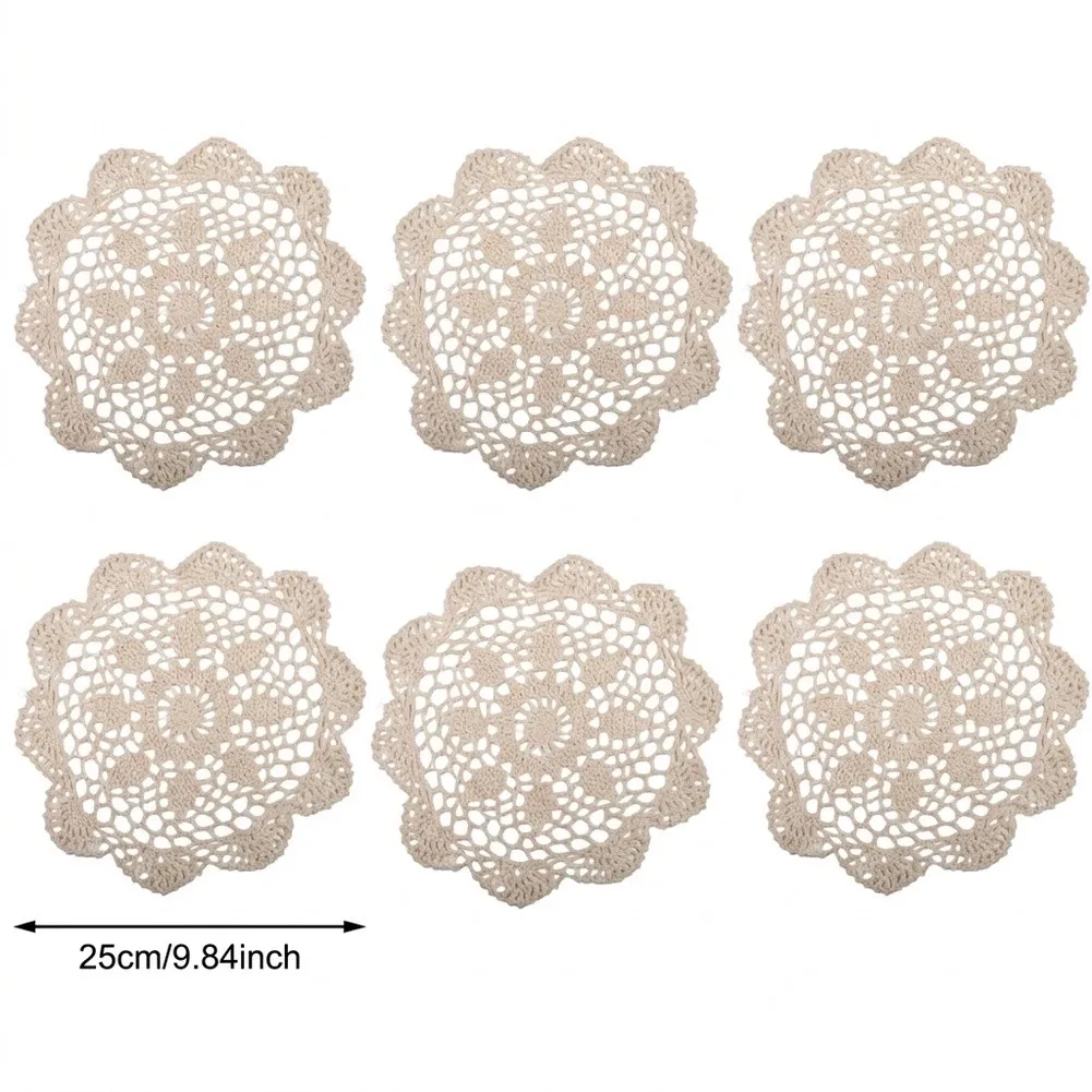 Crocheted Table Mats Cotton Doilies For Home Dining Fine Texture Material Hand Crocheted Craft Soft Cotton Thread