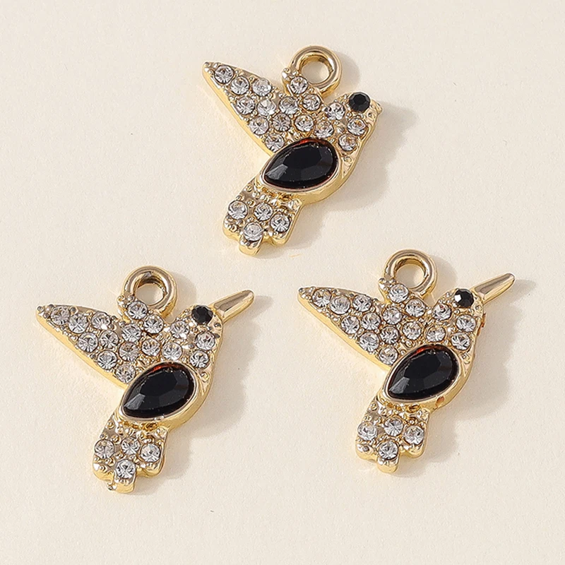 10pcs Glorious Crystal Hummingbird Charms for DIY Jewellery Making