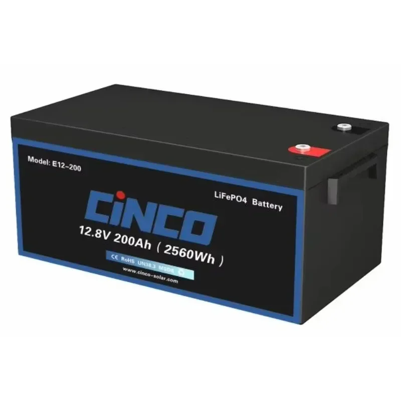 E12--200 12.8V 200AH 2560wh LiFePO4 Lithium Solar Battery with LCD Display BLE BMS Communication Optional