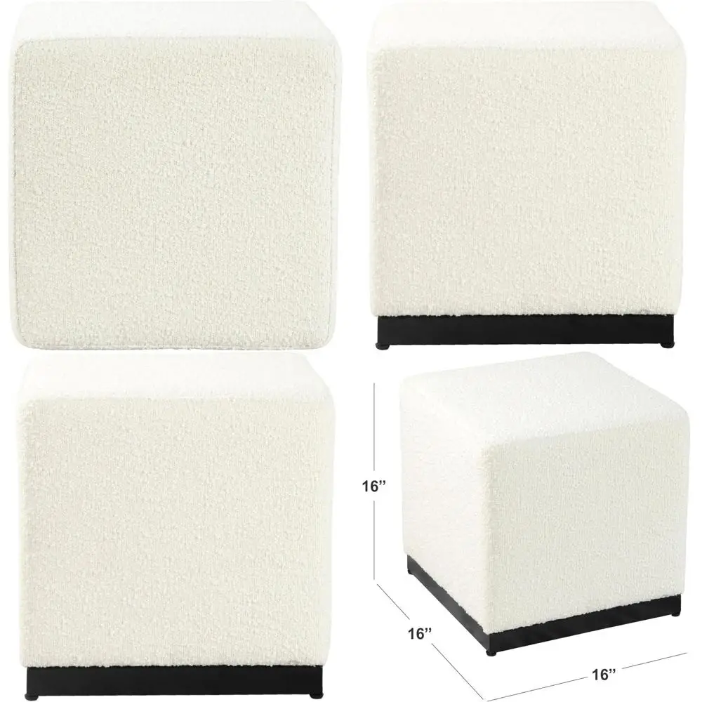 

Cream Square Ottoman - Home Decor with Boucle Fabric