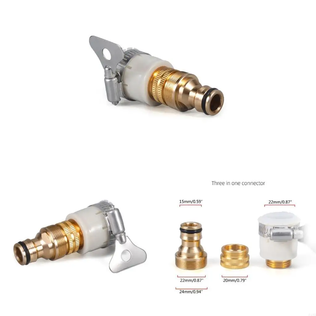 F19B Universal Mixer Hose Tap Connector Faucet Adapter for Kitchen Outdoor Garden Threaded Taps Quick Connection Water Hoses
