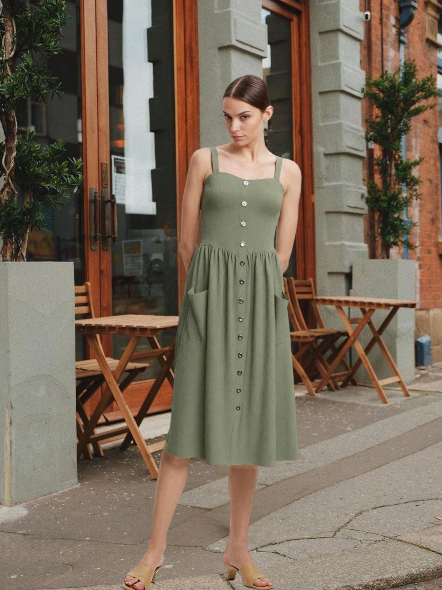 Joyccin Vintage Backless Sundress Womens Trendy Mini Beach Dress Button Detail Summer Casual Sexy Boho Style Sleeveless Vestidos