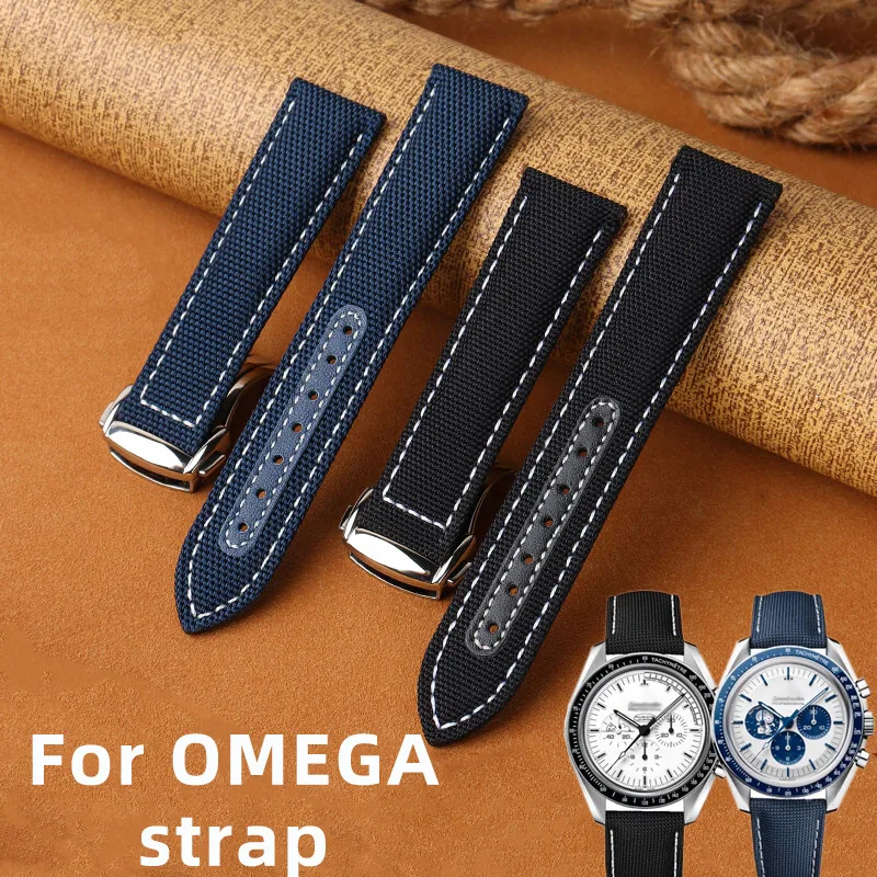19mm 20mm Nylon Watch band For Omega Speedmaster Snoopy 310 311 Seamaster 300/AT150 series Watch strap with Metal folding buckle