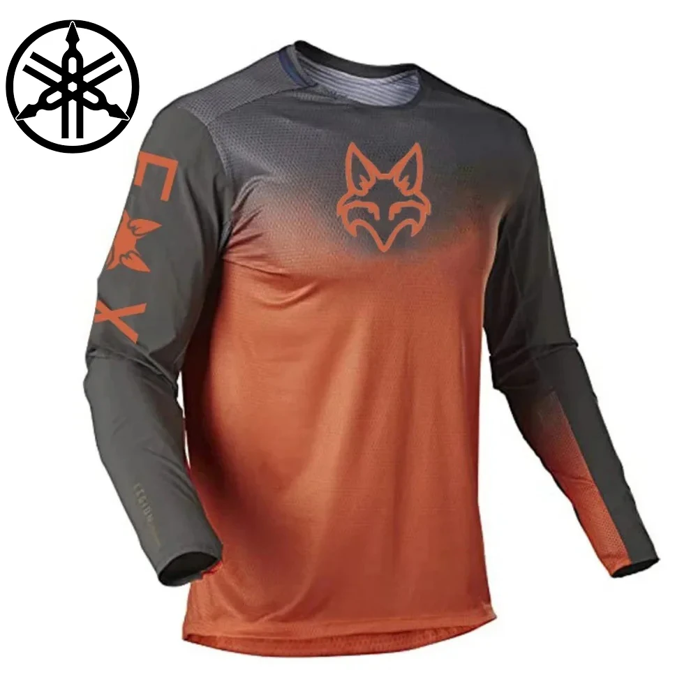 2025 جديد الرجال النساء موتوكروس قميص ركوب الدراجات الخريف الشتاء ياماها الثعلب دراجة نارية دراجة هوائية جبلية موتوكروس قميص طويل الأكمام #1
