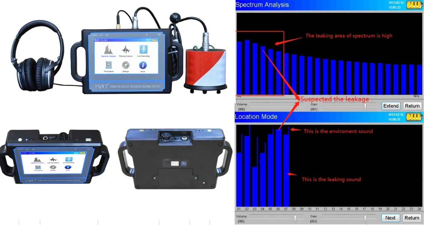 PQWT-CL500 Pipeline Water Leak Detector Depth For 5 Meters Accurate Location Of Pipeline Leakage Industrial Metal Detectors