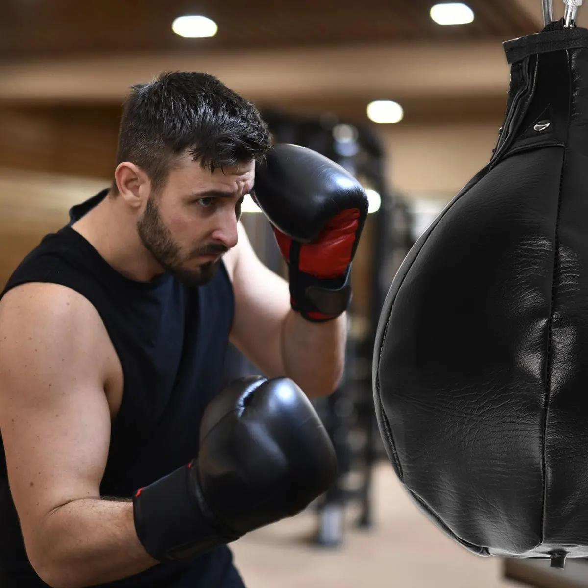 

1pc Professional Punching Ball Shape High Elastic Pu Reinforced Seams For Home Gym Fitness Club Training