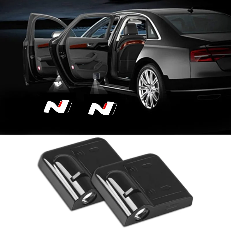 

2PCS Car Door Lights Logo LED Welcome Courtesy Lamp N Logo For Hyundai Veloster Kona Elantra i30 i20 Sonata Auto Accessories