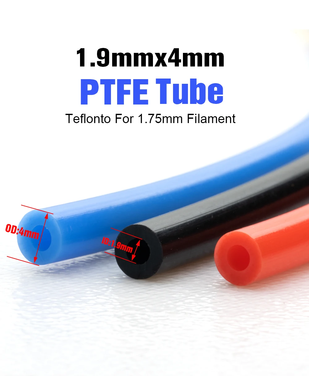 Trianglelab 1,9x4mm ID1,9mm OD4mm PTFE-Schlauch Teflonto für Ender 3 Prusa L3 Voron 3D Bowden Extruder 1,75mm Filament Blau Rot Schwarz – Detail 1