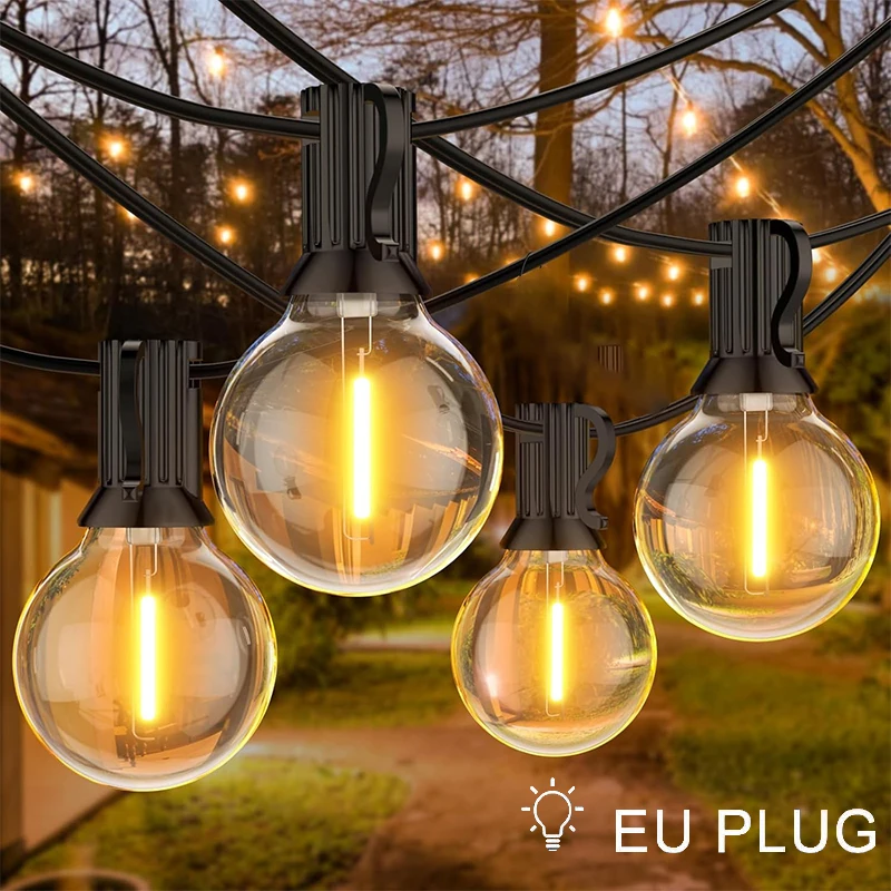 Globe Outdoor String Lights LED EU Plug 220V G40 Patio String Lights Dimmable Shatterproof Hanging Lights Patio Lights