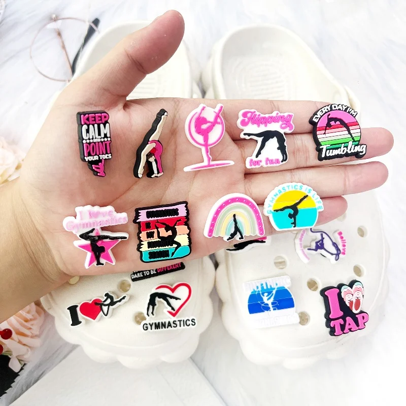 25 قطعة من إكسسوارات أحذية الجمباز - ملحقات PVC المزخرفة بطابع الجمباز لـ Crocs - هدايا للعطلات والمناسبات الخاصة