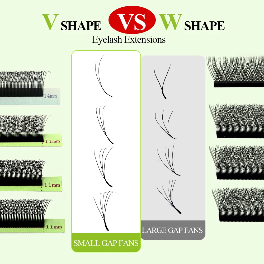 FADVAN New V shaped 4D Lashes Extensions Black Narrow Auto-fans Fluffy Volume Eyelashes 12Rows 0.07mm Ultra-fine V-shape Lashes