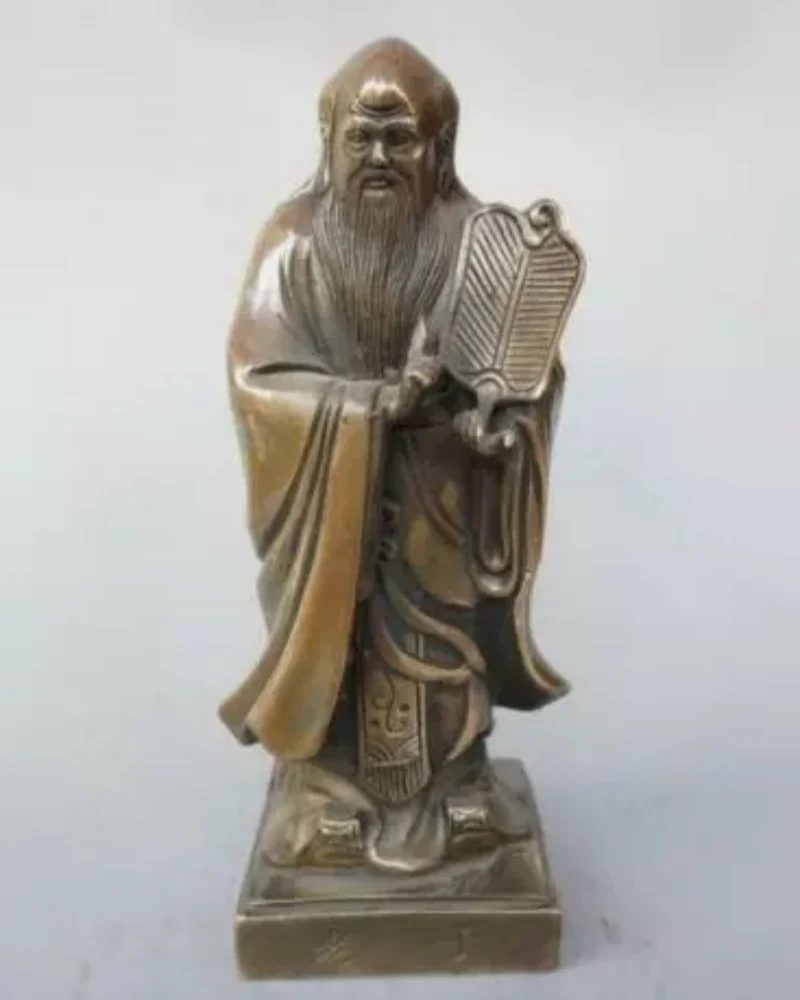 Chinese pure brass Taoist history founder laozi statue
