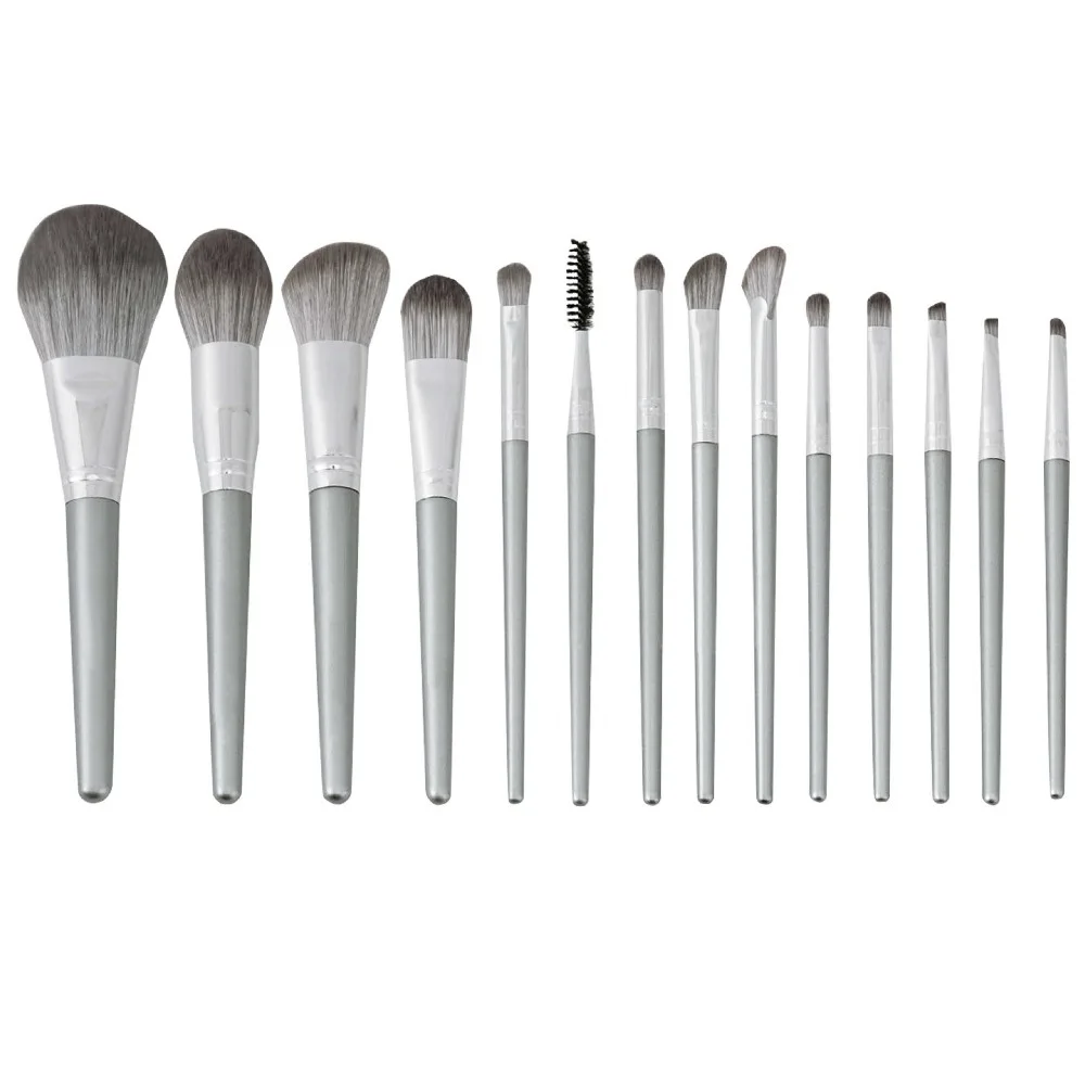14 pz/set evidenziatore set di pennelli per trucco contorno pennello per fard grigio soffici disegnare sopracciglia pennello per sfumare strumenti cosmetici