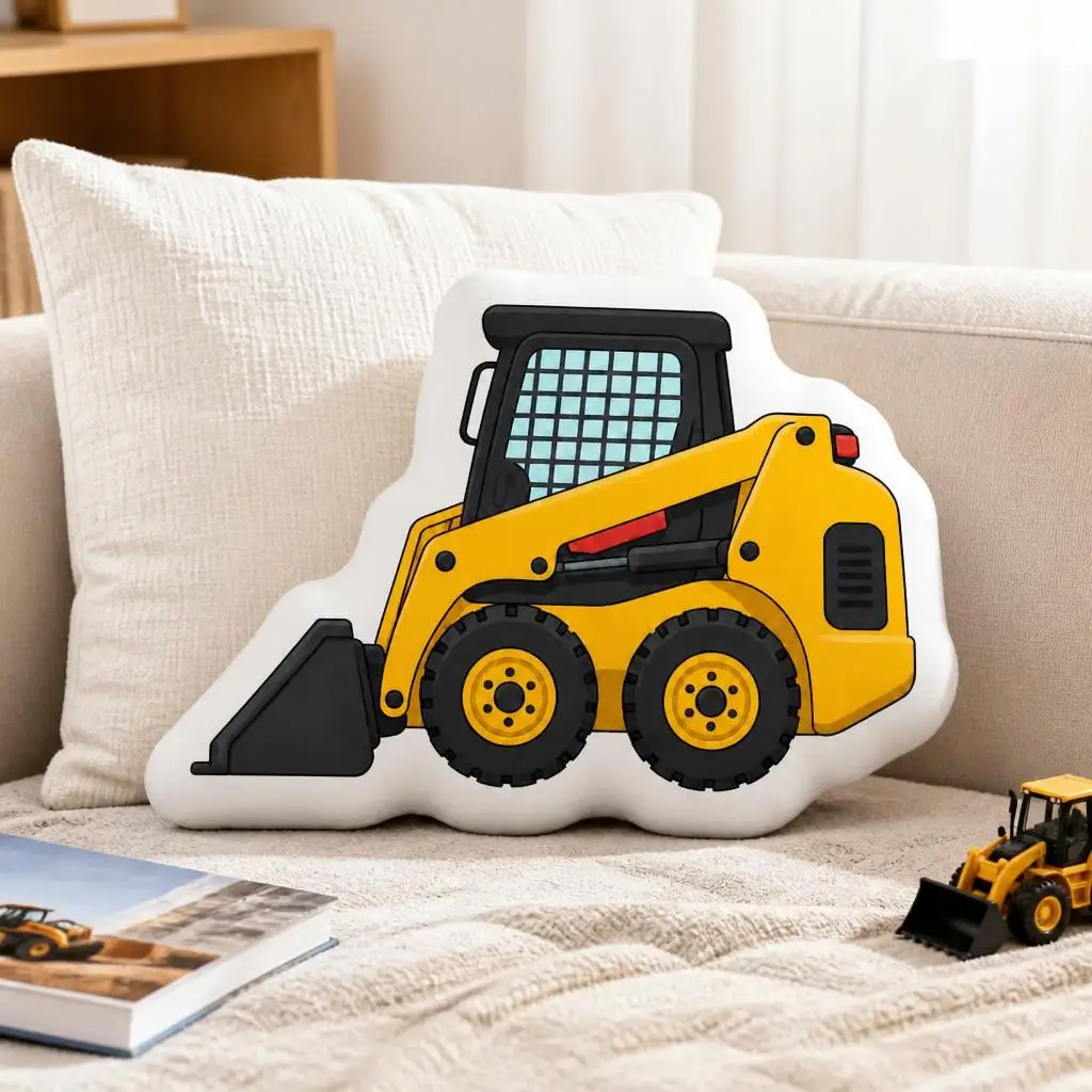 Yellow Skid Steer Loader Cartoon Plush Pillow Cushion Stuffed Throw Pillow Home Decor Gift Sofa Bed Children's Bedroom Gifts