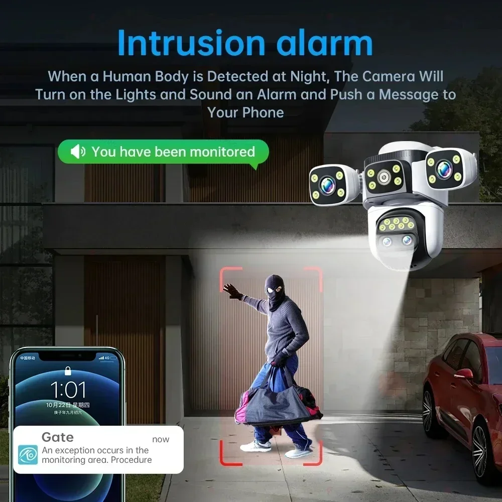 ANSVICAM UHD 20MP 10X Zoom Four Screens WiFi IP Camera Wireless Outdoor Four Lens Human Auto Tracking Surveillance 10K Cameras