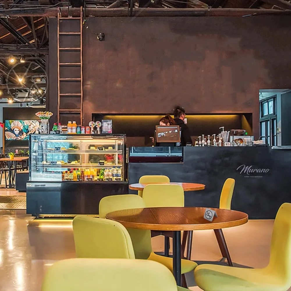 6 قطعة الفولاذ المقاوم للصدأ لا التدخين الجدول تسجيل حجز لوحة لافتات علامة تحذير لا التدخين علامة بطاقة فندق مكتب غير التدخين #5