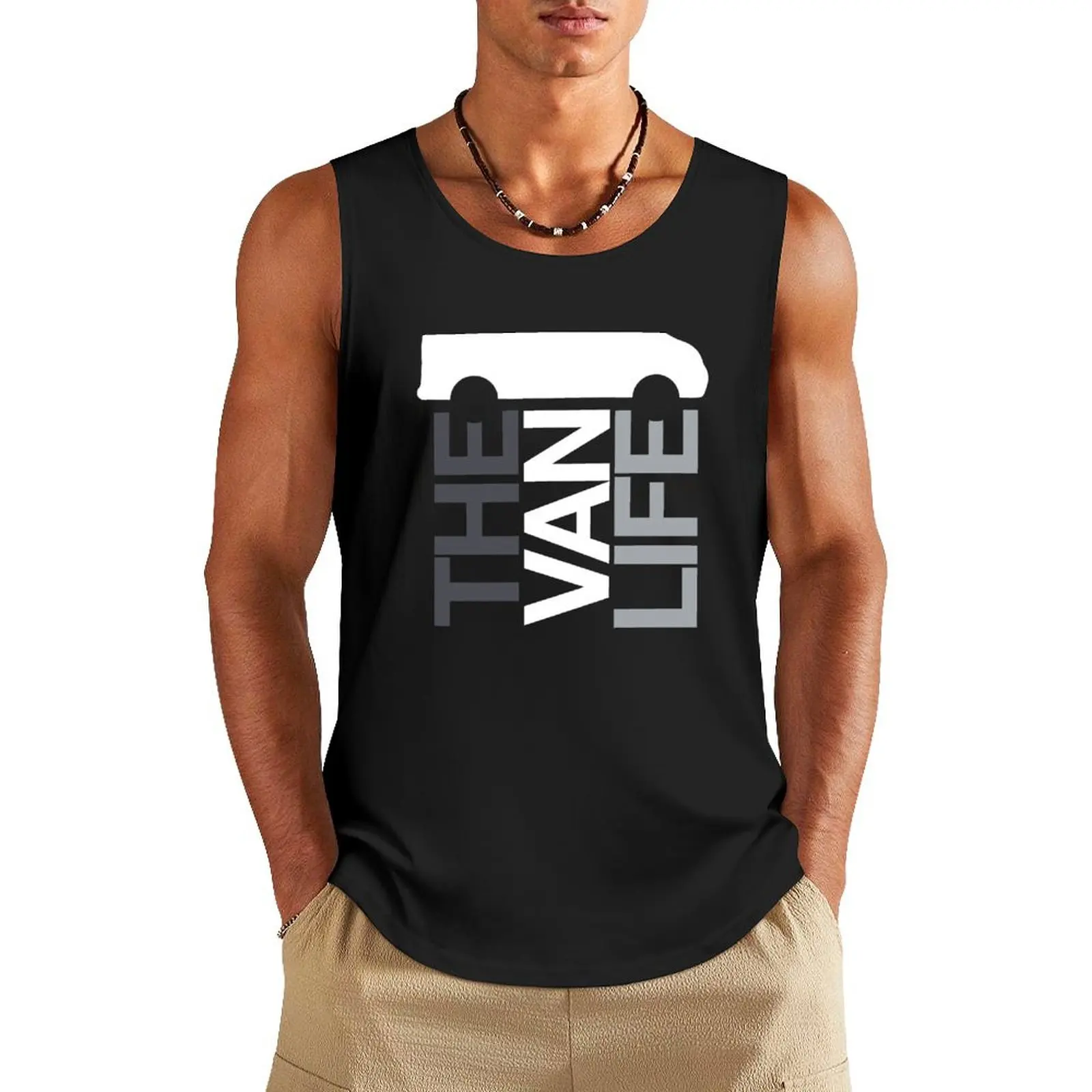 

The Van Life Logo : greyscale Tank Top men clothing sleeveless shirts Gym clothes t-shirt for men