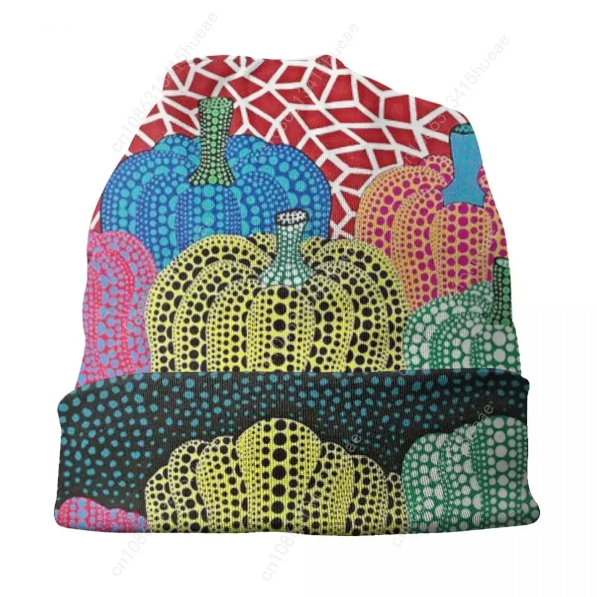 للجنسين شتاء دافئ بونيه أوم قبعات متماسكة الهيب هوب ثلاثة Polkadot اليقطين الفن قبعة قبعة في الهواء الطلق التزلج يايوي كوساما بيني قبعات