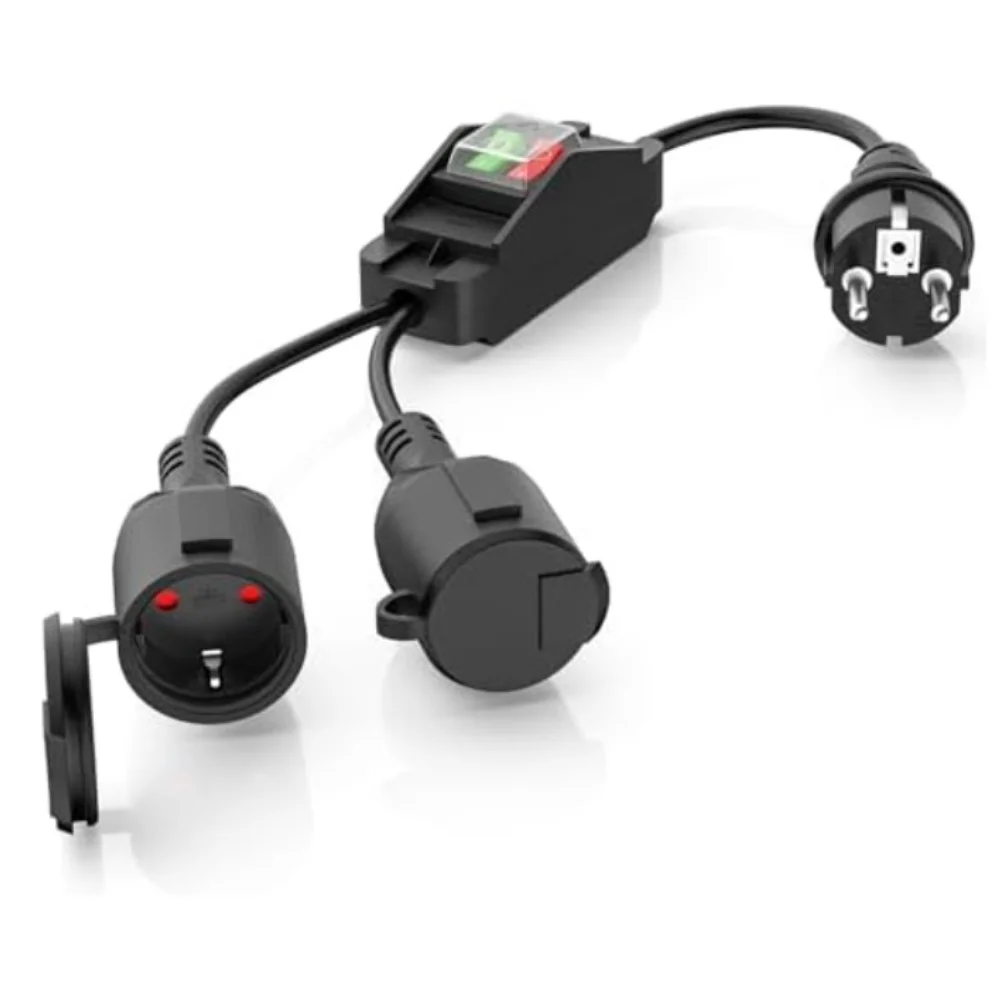 

Удлинительный кабель с двойной розеткой длиной 0,5 метра с переключателем управления и водонепроницаемым рейтингом IP44 для наружного и внутреннего использования