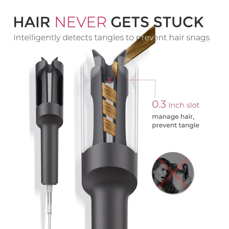 مكواة تجعيد أوتوماتيكية من TYMO CURLPRO، أداة تجعيد الشعر الدوارة لموجات الشاطئ الدائمة، أيوني 500 متر، جهد مزدوج وخفيف الوزن، 1 بوصة