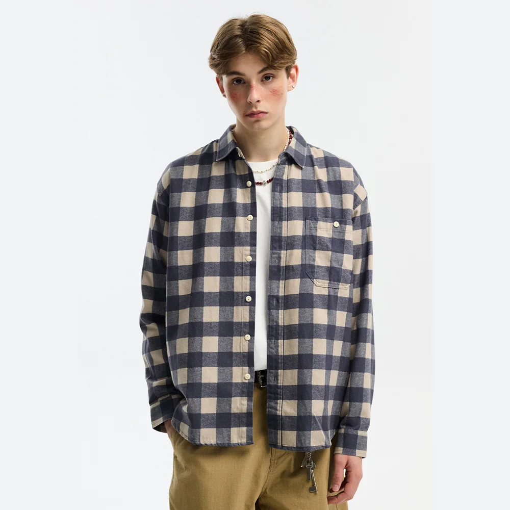 

Осень-зима винтажные клетчатые рубашки мужские уличные модные свободные повседневные рубашки-карго с длинными рукавами куртка Cityboy блузки пальто