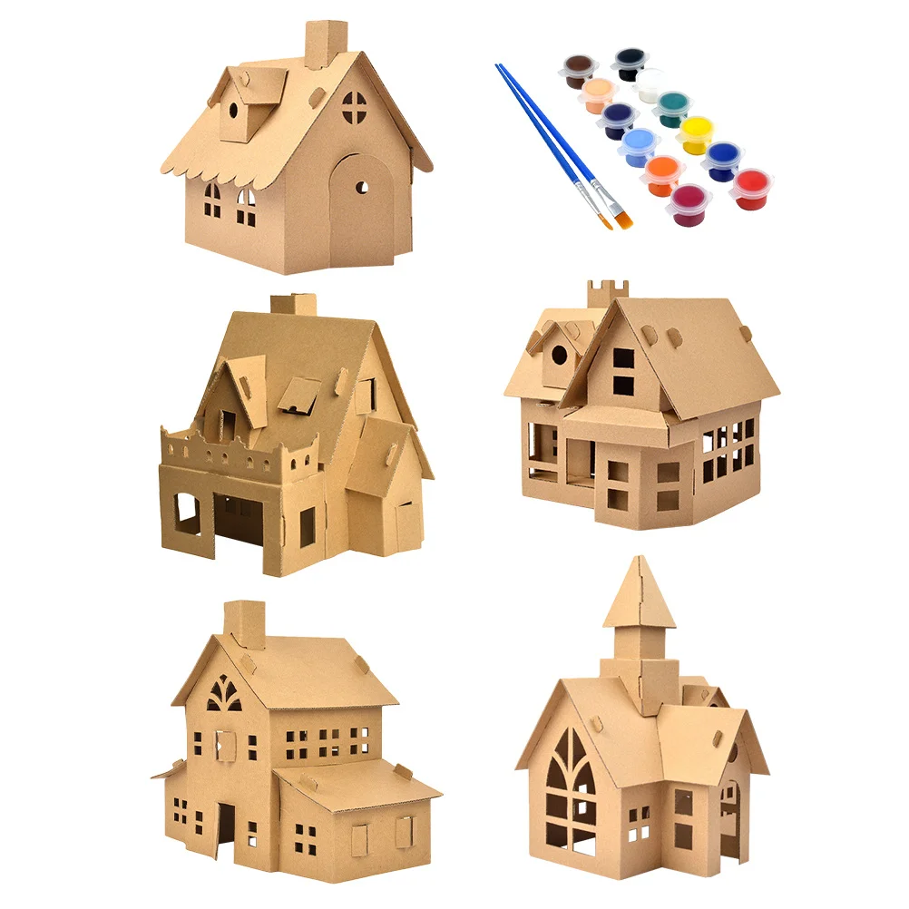 

5 set Christmas Diy House Biscuit House Decoration Premium Educational Festival Handmade Decor Xmas Hut For