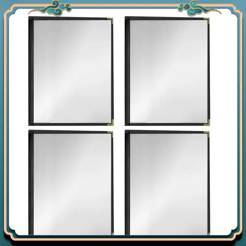 ABJG-36 Pack غطاء قائمة على طراز المقهى، حافة مزدوجة الغرز، فينيل شفاف كريستالي (أسود، صفحتين/4 عرض - 8.5 بوصة × 11 بوصة)