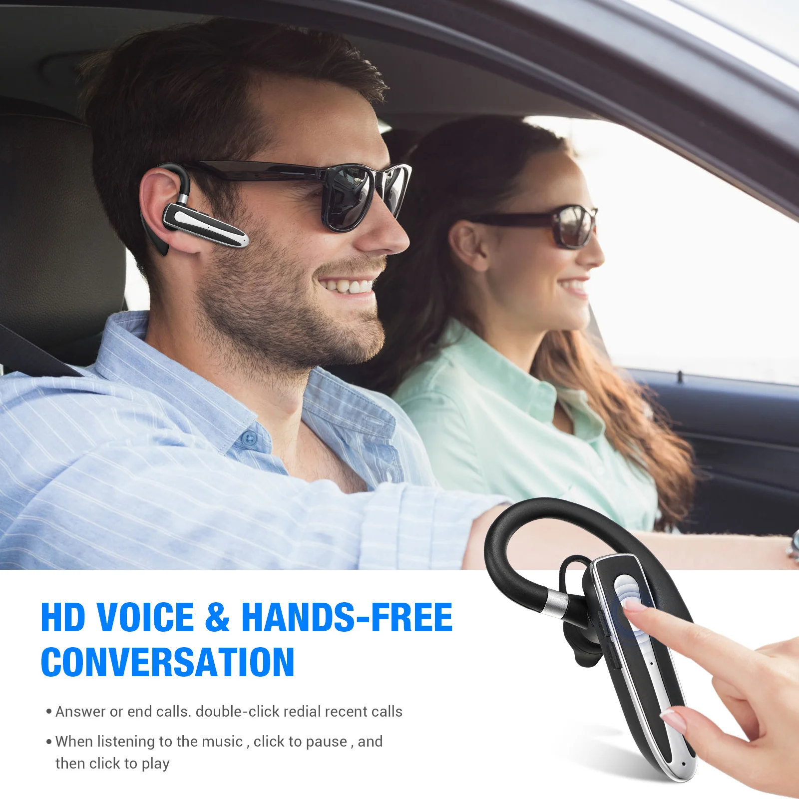 

Earphone Wireless In Ear Headset Hands Free Calling .1 Stable Connection 10M Range Earhook Design For