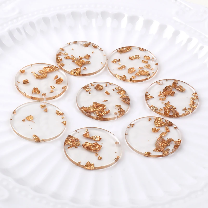 10pcs 30x30mm Luxury Round Charms Pendant for DIY Jewelry Making Acrylic Transparent Earring Key Chain Accessories