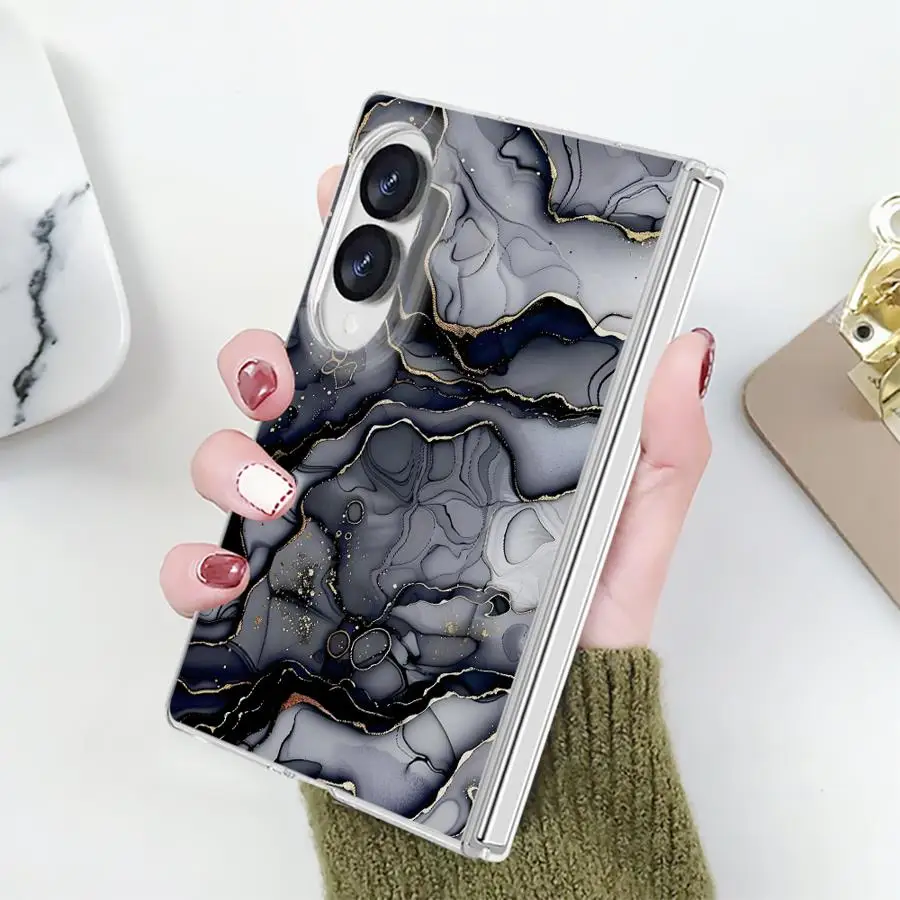 Marble Pattern Matte Case for Samsung Galaxy Z Fold 8 ZFold 8 PC Hard Luxury ZFold8 Phone Cover