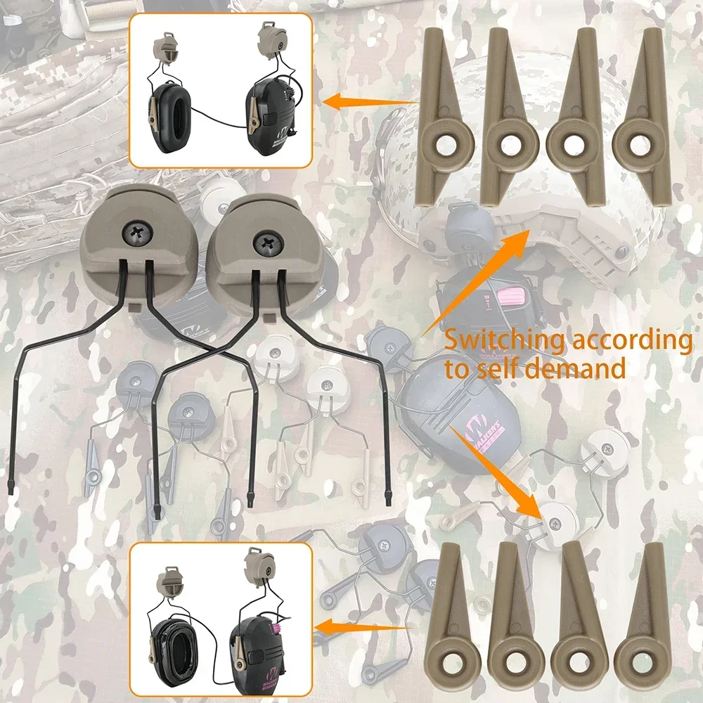 HEARING TACTICAL ARC Rail Adapter for Tactical Headset Walker's Razor Slim Hunting Headphone Electronic Shooting Earmuffs