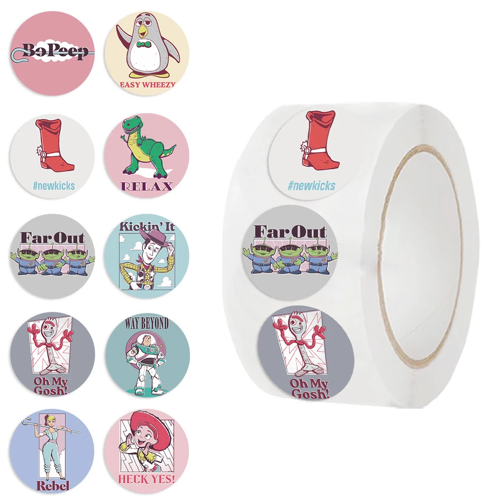 500pcs/Roll Kawaii Disney Cartoon Toy Story Cartoon Sealing Stickers Cute Party Favors Decoration Decals Label Toy Gift