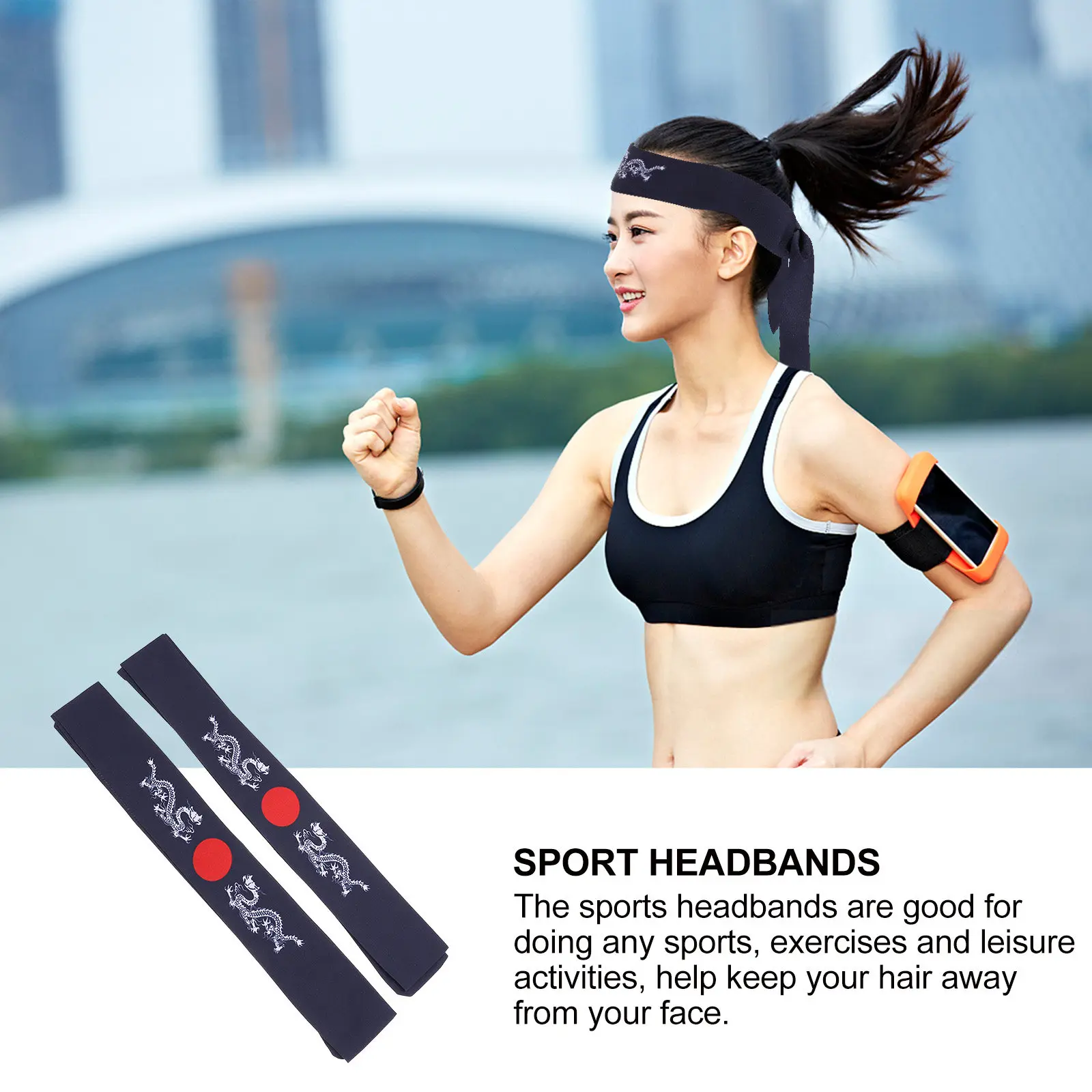 2Pcs Japanese Headband Bushido Style Sports Headband Running Workout Yoga Fitness Hairband Sweat Absorbent Breathable