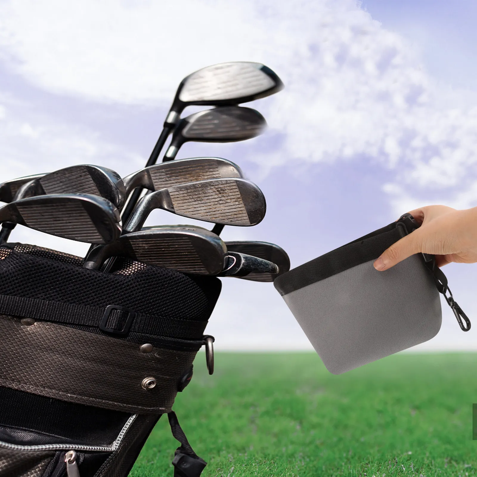 

Golf Club Cleaner Bag Detachable Portable Multifunctional Golf Ball Cleaning Pouch Easy Clean Fabric Outdoor Sports Accessory